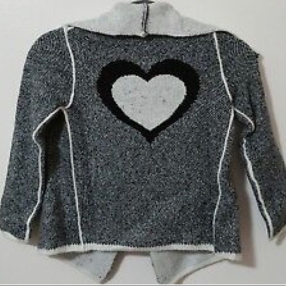 FRANKI & JACK  HEART CARDIGAN-CHARCOAL